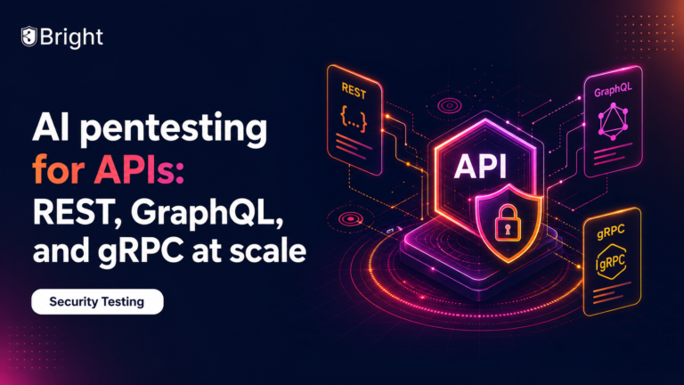 AI pentesting workflow comparing REST, GraphQL, and gRPC attack surfaces with runtime exploit validation.